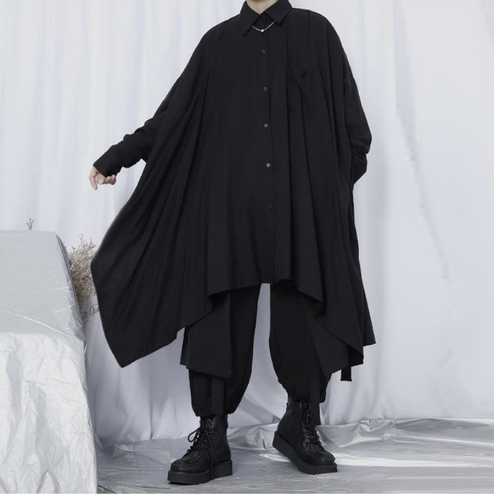 Irregular-Hem Gothic Longline Shirt