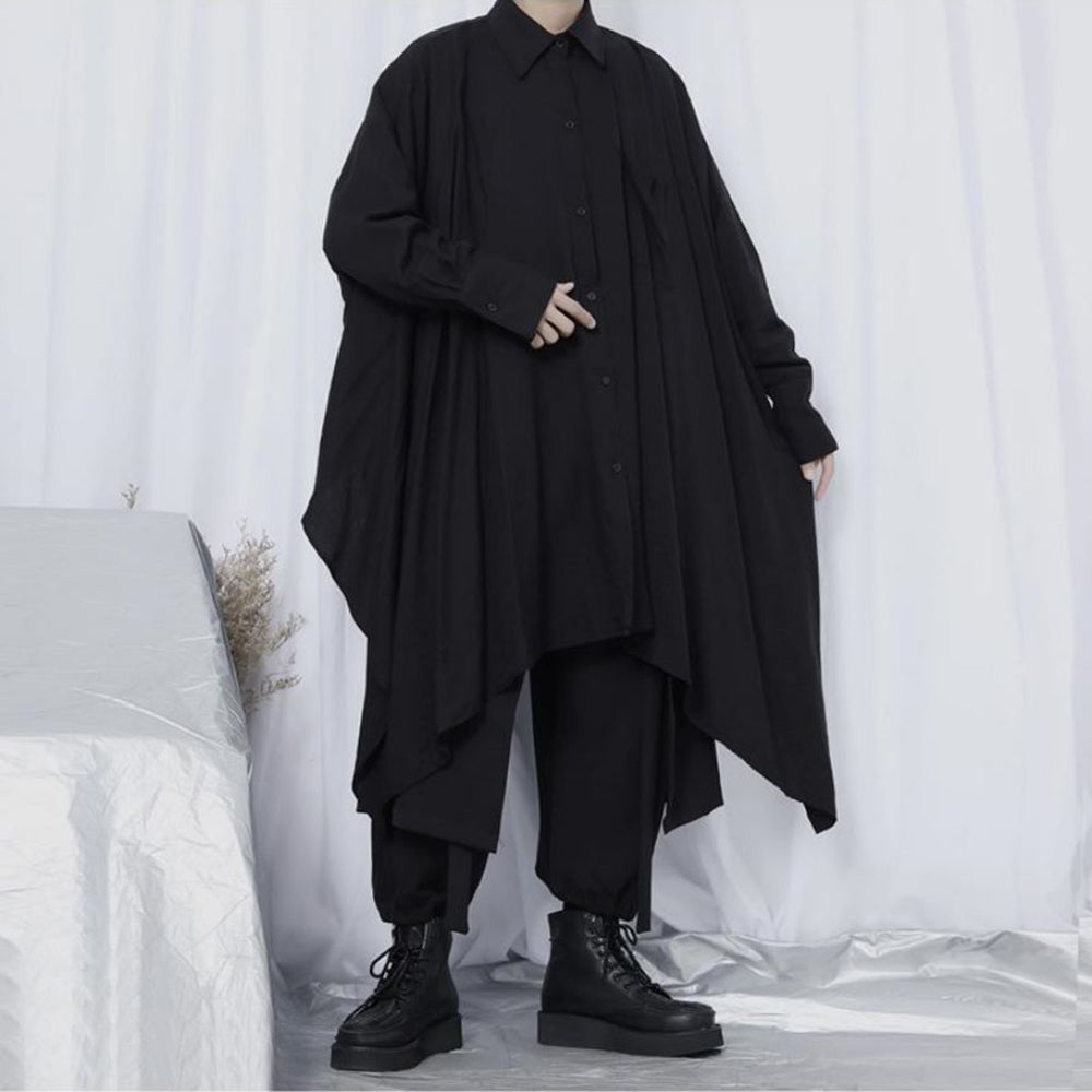Irregular-Hem Gothic Longline Shirt