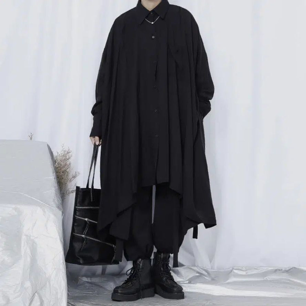 Irregular-Hem Gothic Longline Shirt