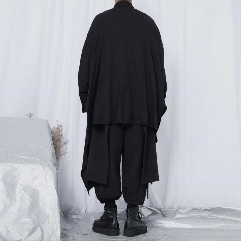 Irregular-Hem Gothic Longline Shirt