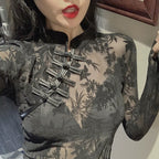 Women's Gothic Sheer Long Sleeve Top