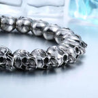 Men's Gothic Skull Beaded Bracelet – Silver