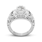 Floral Skull Ring – Alloy with Cubic Zirconia