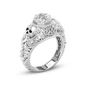 Floral Skull Ring – Alloy with Cubic Zirconia