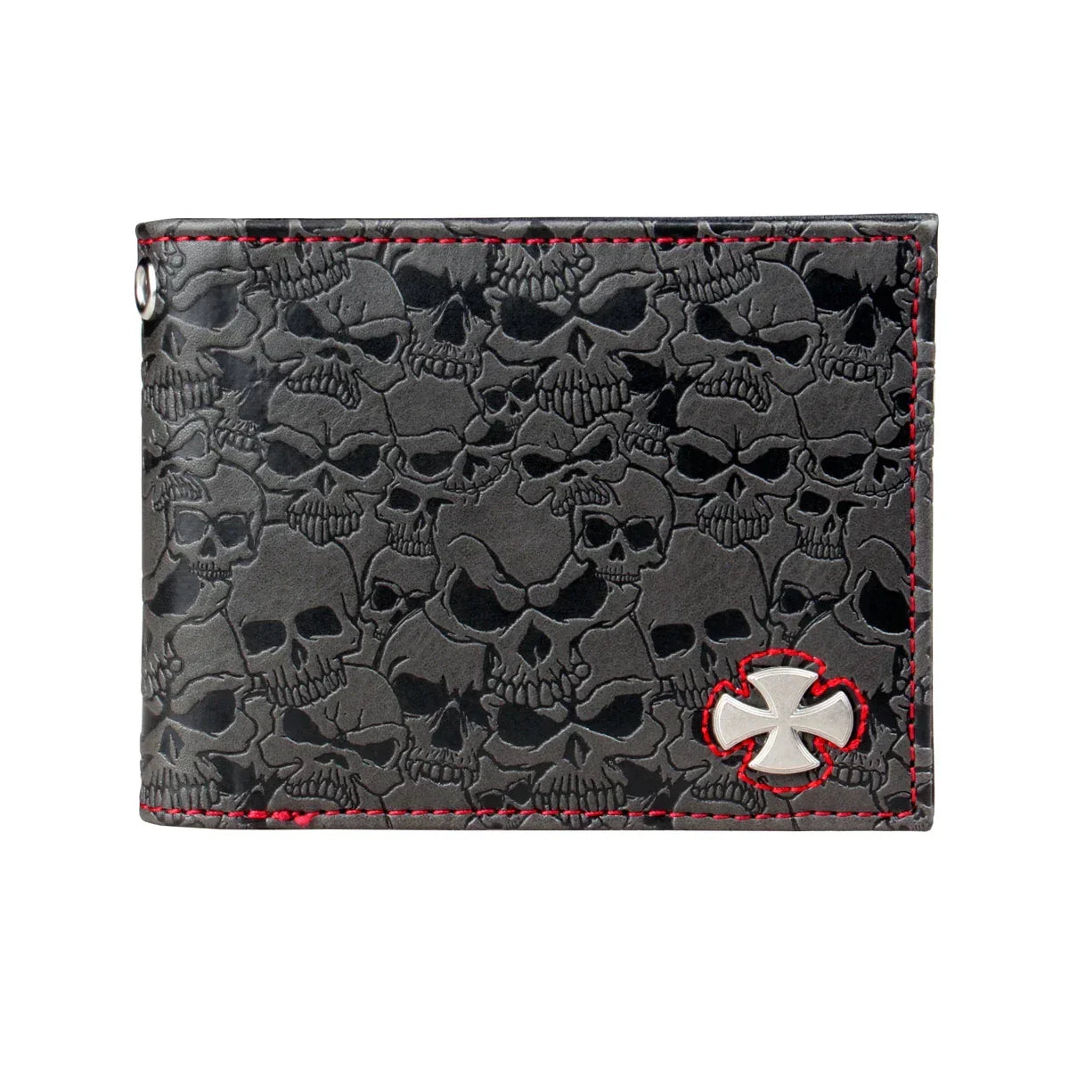 Men's Black Gothic Embossed Skull Bifold Wallet