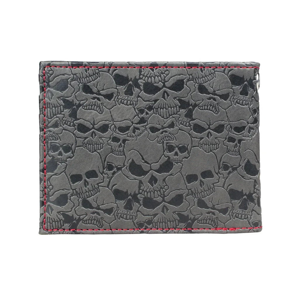 Men's Black Gothic Embossed Skull Bifold Wallet