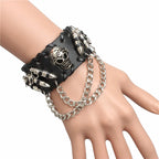 Men's Gothic Wide PU Leather Cuff Bracelet – Black & Red