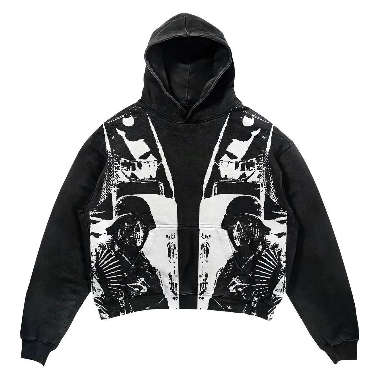 Men's Black Skeleton Letter Print Hoodie