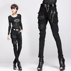 Women's Black Zipper Pocket Harem Pants – S–XL