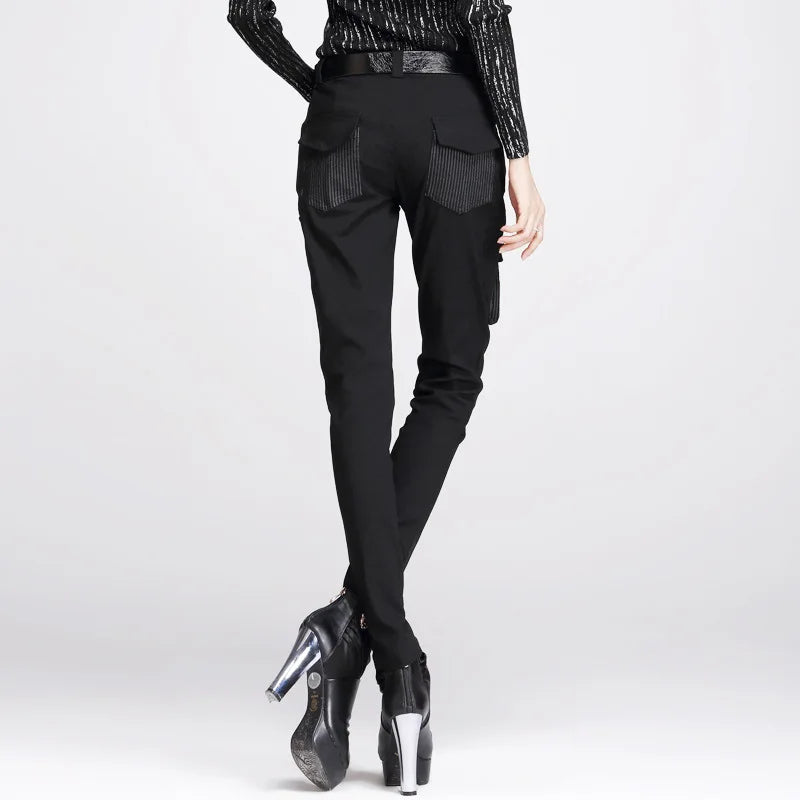 Women's Black Zipper Pocket Harem Pants – S–XL