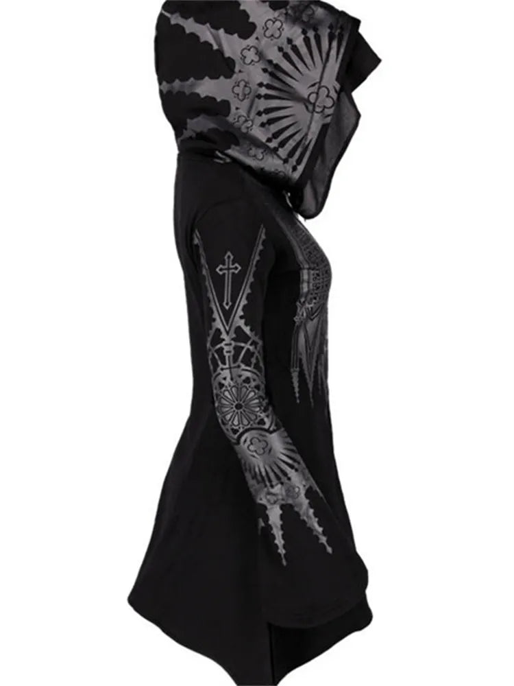 Gothic Hoodie – Black, Sizes S–5XL