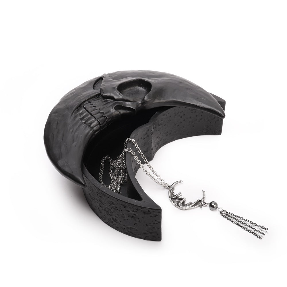 Black Skull Moon Resin Trinket Box