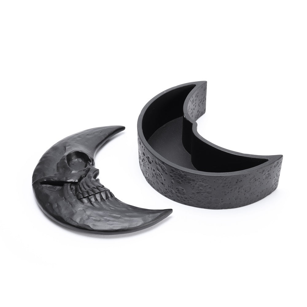 Black Skull Moon Resin Trinket Box