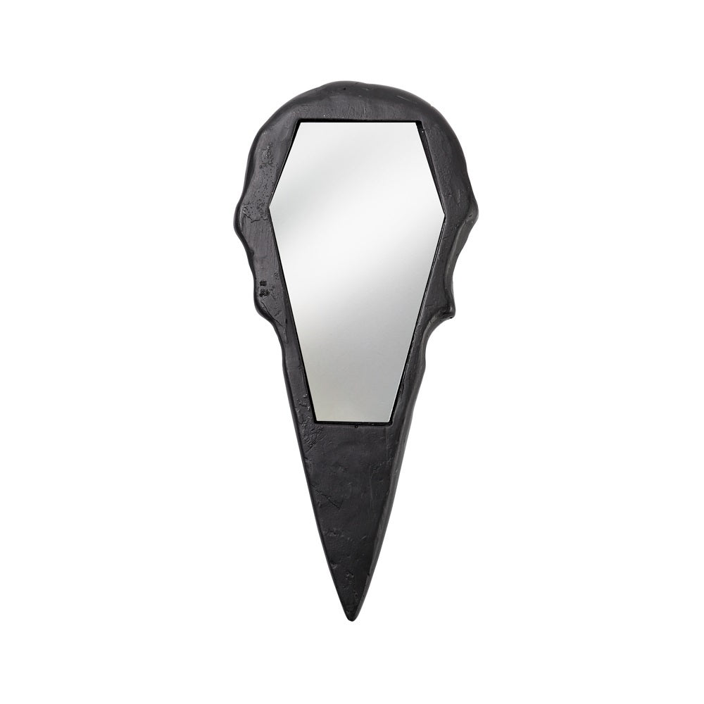 Raven Skull Resin Hand Mirror – Black