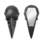 Raven Skull Resin Hand Mirror – Black