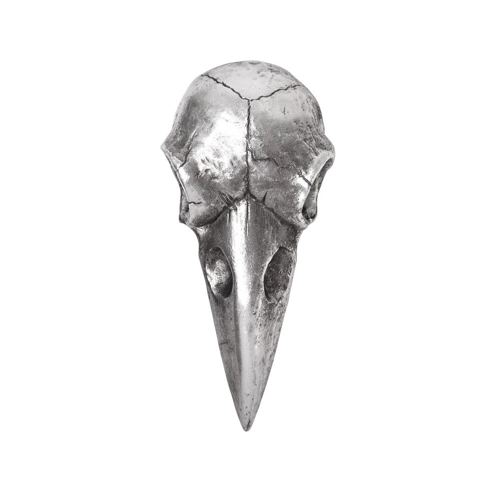 Raven Skull Resin Hand Mirror – Silver