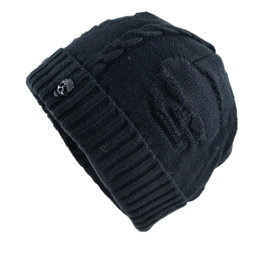 Men's Gothic Metal Skull Knit Beanie – 3 Colours