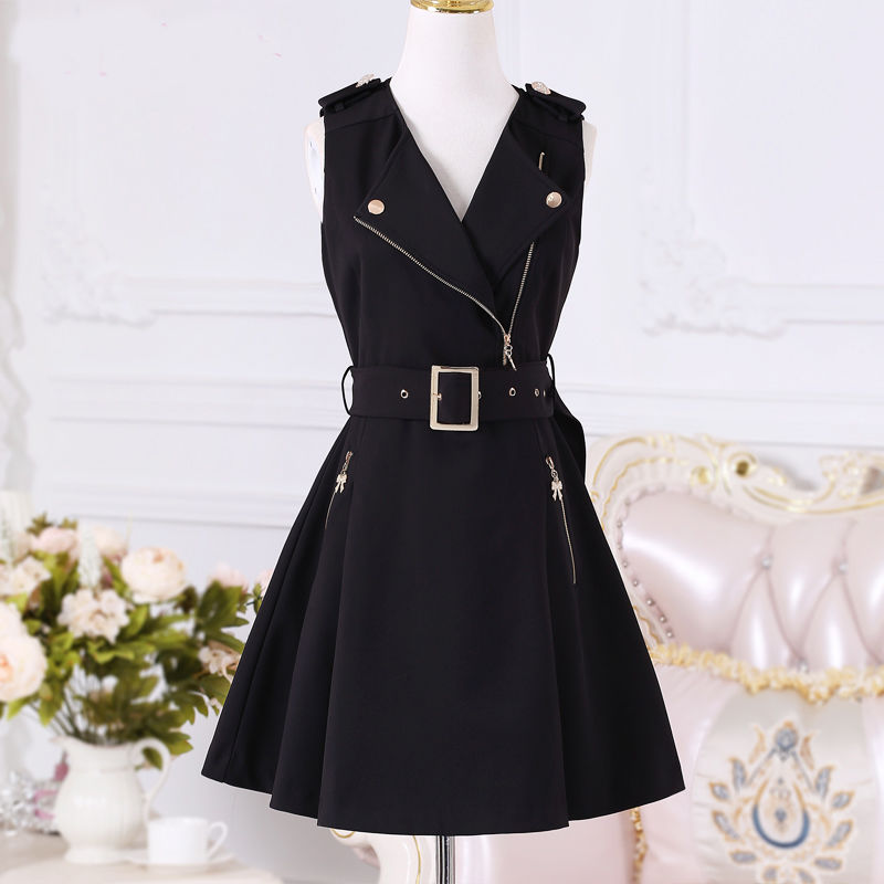 Women's Black Zip-Front Mini Dress – S–XL