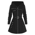 Women's Hooded Coat – Black, Sizes S–3XL