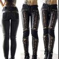 Women's Black Cutout Bandage Pants – S–5XL