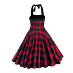 Women's Red Plaid Halter Mini Dress – S–XXL