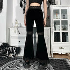 Women's Black Lace High-Waist Flared Trousers – S–L