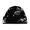 Gothic Y2K Pattern Knit Beanie – Black Wool Blend