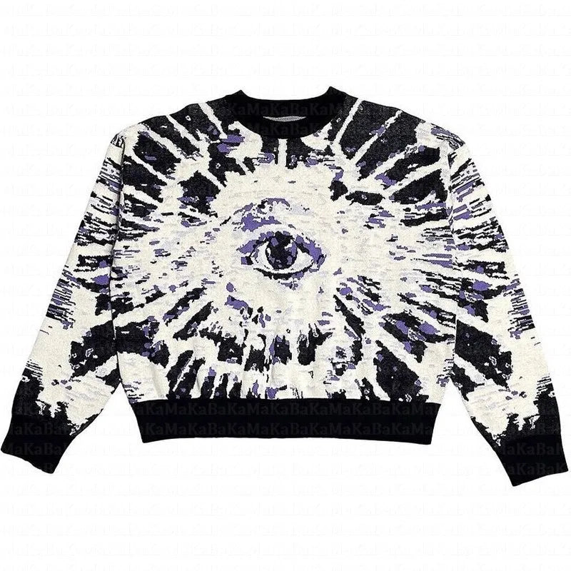 Eye Graphic Gothic Knitted Pullover