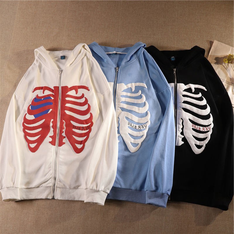 Women's Skeleton Print Hoodie – Oversized Fit