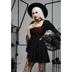 Women's Fitted Gothic Mini Dress – Black