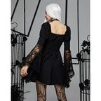 Women's Fitted Gothic Mini Dress – Black