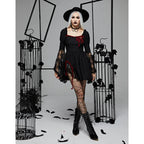 Women's Fitted Gothic Mini Dress – Black