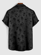Men's Black Gothic Rose Shirt – Short Sleeve – S–XXL