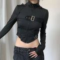 Women's Cropped Long Sleeve Top – Black