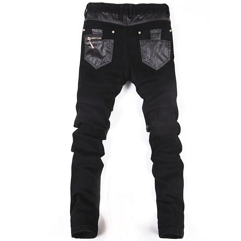 Men's Gothic Zipper-Panel Skinny Pants – Faux Leather