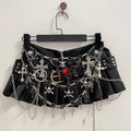 Women's Gothic Faux Leather Mini Skirt – Black