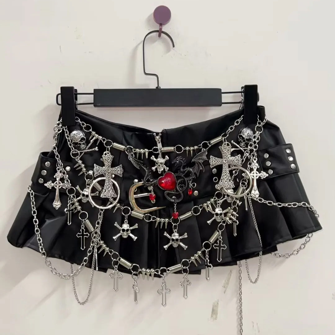 Women's Gothic Faux Leather Mini Skirt – Black