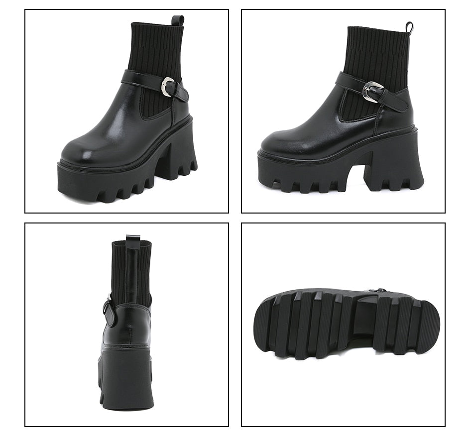 Women's Gothic Boots – PU Leather, EU 35–43