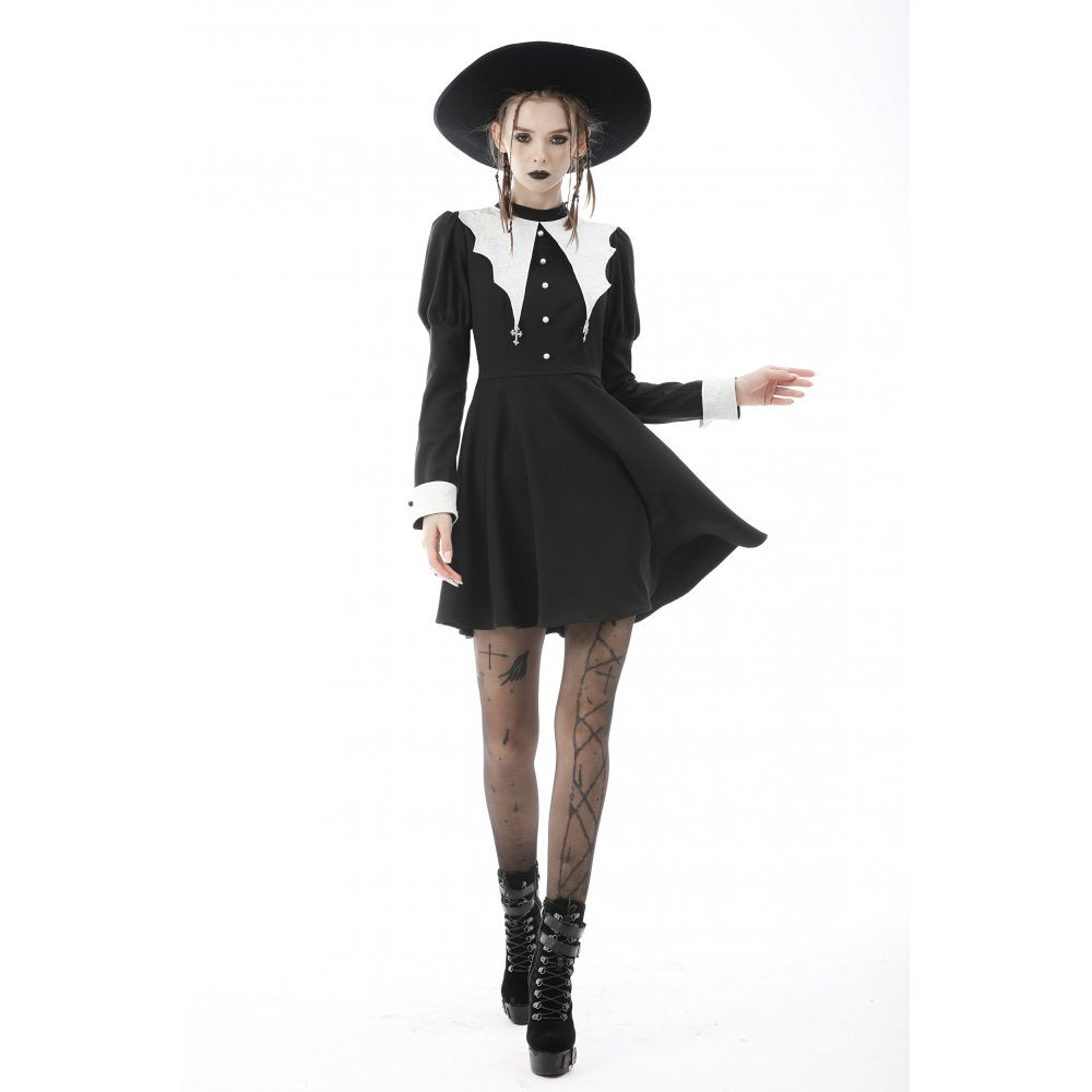 Women's Bat Collar Gothic Dress – S–XXL