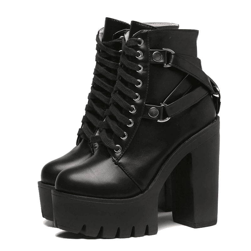Women's Gothic High Heels – PU Leather, US 4.5–10