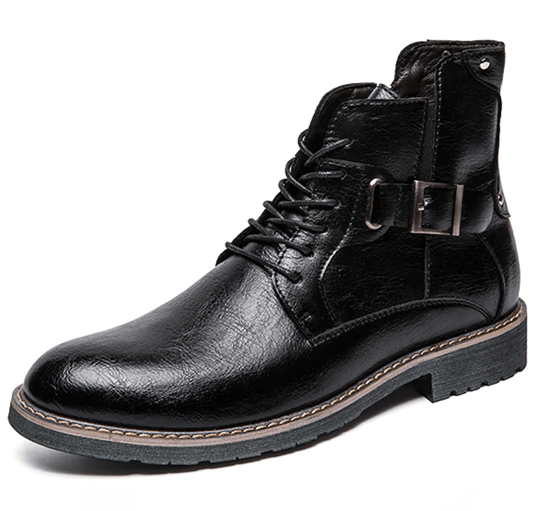 Men's Gothic Faux Leather Ankle Boots – Black & Brown