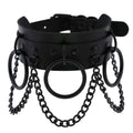 Black Punk PU Leather Choker – Adjustable 30–40cm