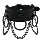 Black Punk PU Leather Choker – Adjustable 30–40cm