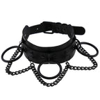 Black Punk PU Leather Choker – Adjustable 30–40cm