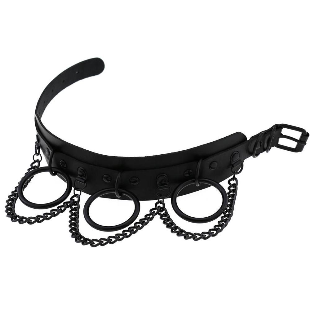 Black Punk PU Leather Choker – Adjustable 30–40cm