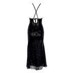 Women's Black Sequinned Asymmetric Midi Dress – S–XL