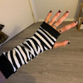 Black & White Striped Elbow Gloves – 32cm