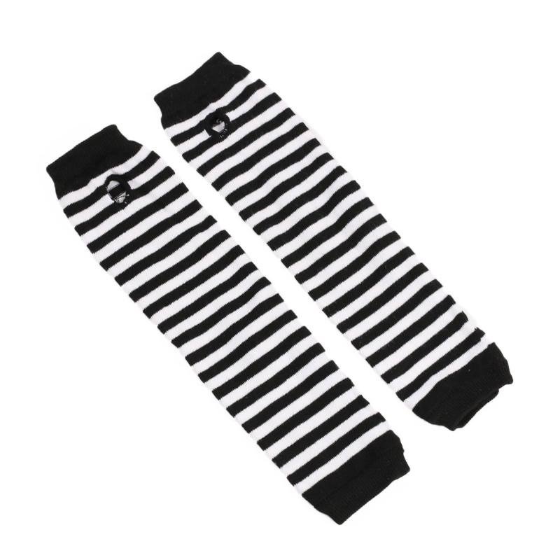 Black & White Striped Elbow Gloves – 32cm