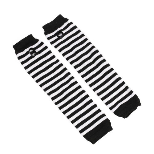 Black & White Striped Elbow Gloves – 32cm