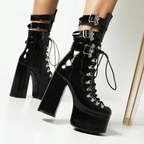 Women's Gothic Platform Boots – PU or Patent, EU 35–46